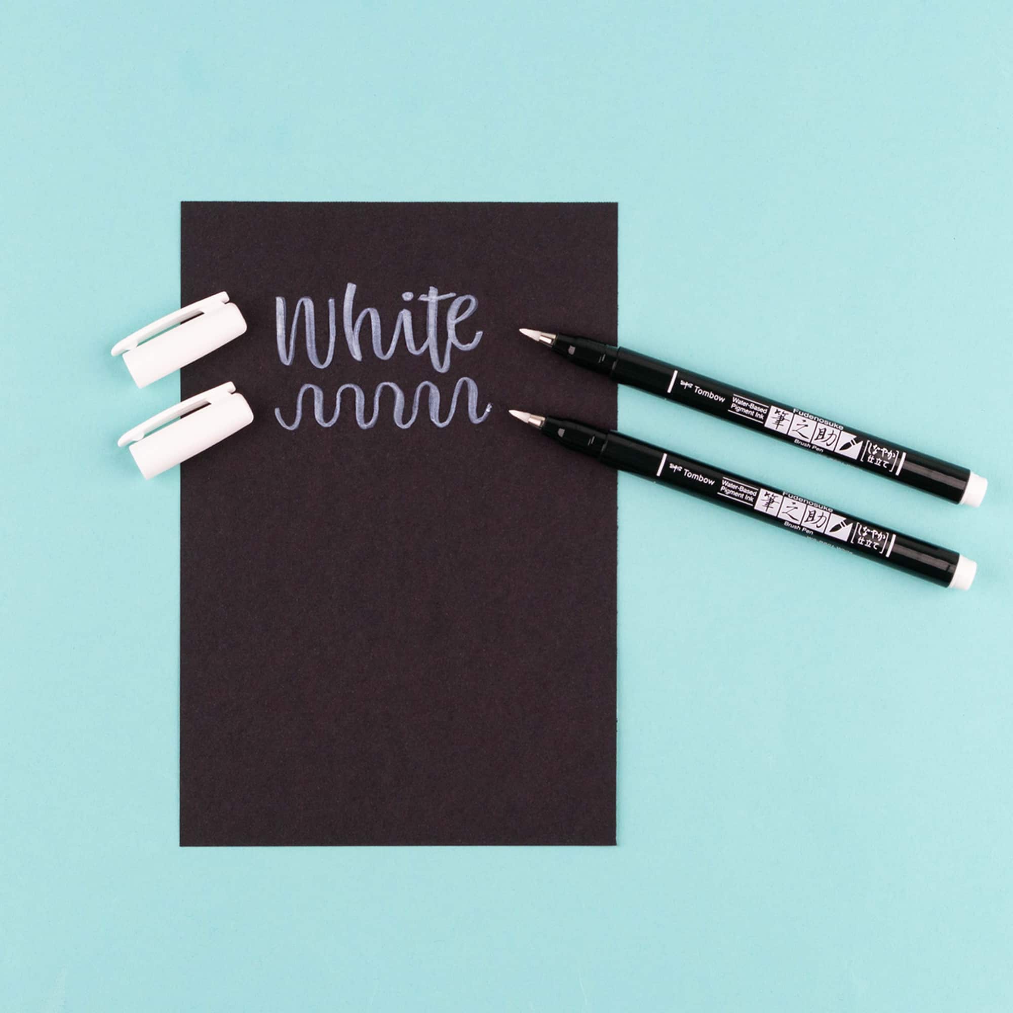 Tombow Fudenosuke White Calligraphy Brush Pens, 2ct.